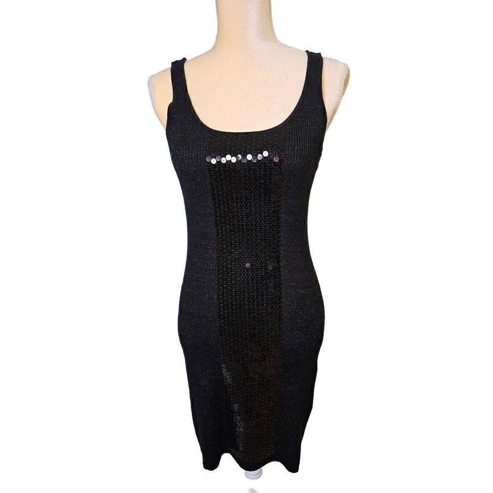 Derek Heart black knit dress with black sequence. Size M.